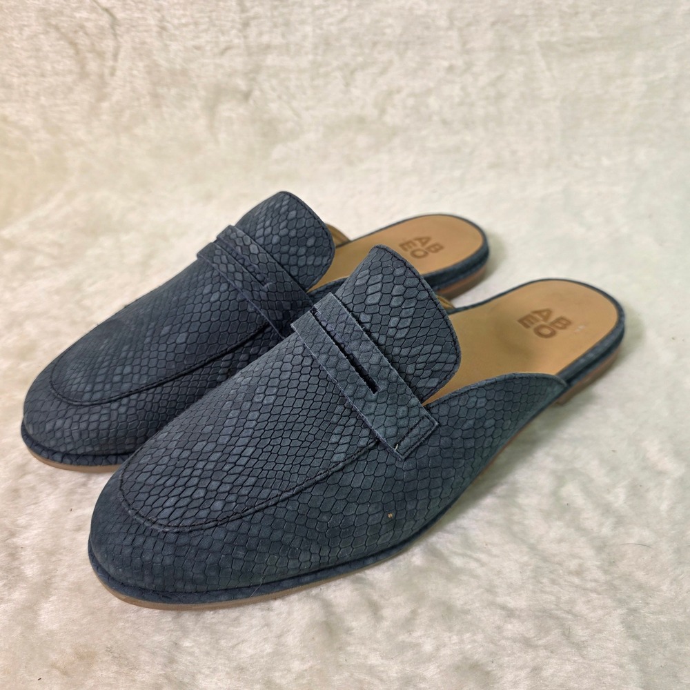 ABEO Natalie 3012 Mules Blue Snakeskin Leather Women 8 Neutral NEW